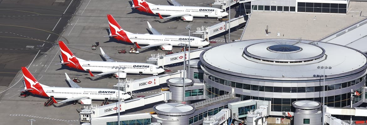 Sydney Airport Terminal building with planes